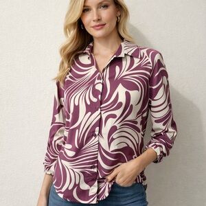 Stylish Purple and Cream Women's Top